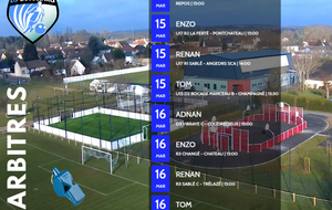 Planning des rencontres arbitres du week-end